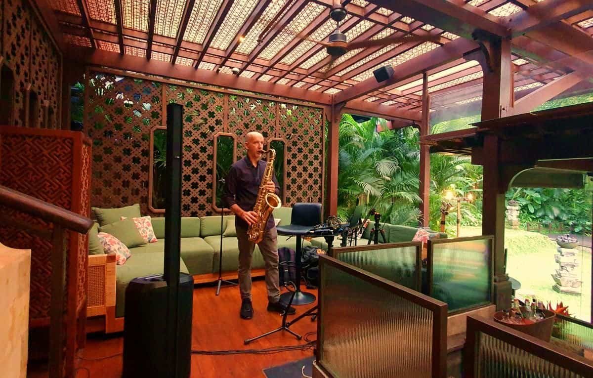 Bali entertainment with live saxophone performance