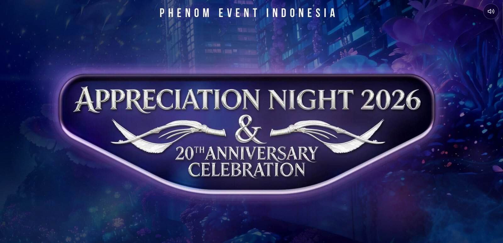 Event branding for Phenom Event Indonesia's 20th Anniversary Celebration featuring live entertainment and corporate event services in Bali